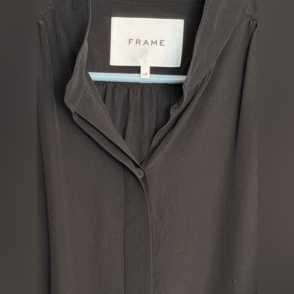FRAME Woman’s Gillian Puff Sleeve Silk Blouse. Size L. 100% silk - Picture 13 of 16